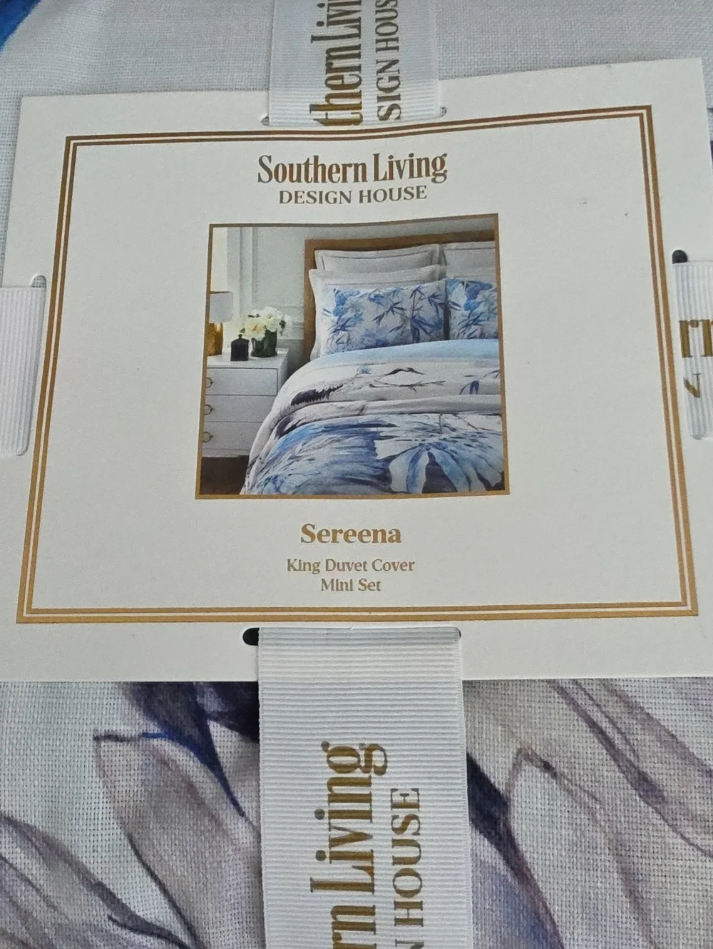 South Living Sereena Blue Botanical Crane Comforter Set Elegant Floral Bedding